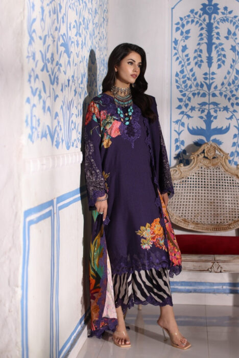 3 Piece Stitched Embroidered Linen Shawl Suits From Virsa By Charizma - 06