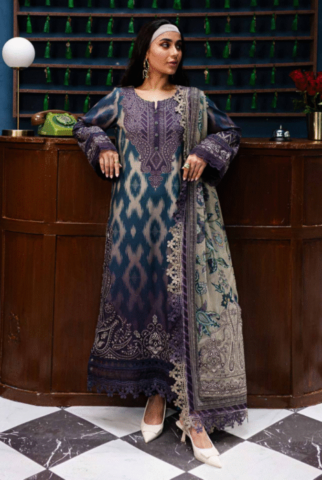 3 Piece Stitched Embroidered Suits From Gardenia By Nureh - 06