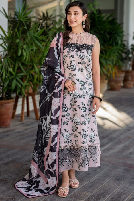 3 Piece Stitched Embroidered Lawn Suit | Meraki Vol'2 By Asifa & Nabeel - Gul