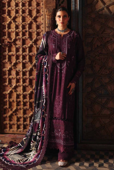 3 Piece Stitched Embroidered Jacquard Suits Collection By Nureh Maya Linen - 07