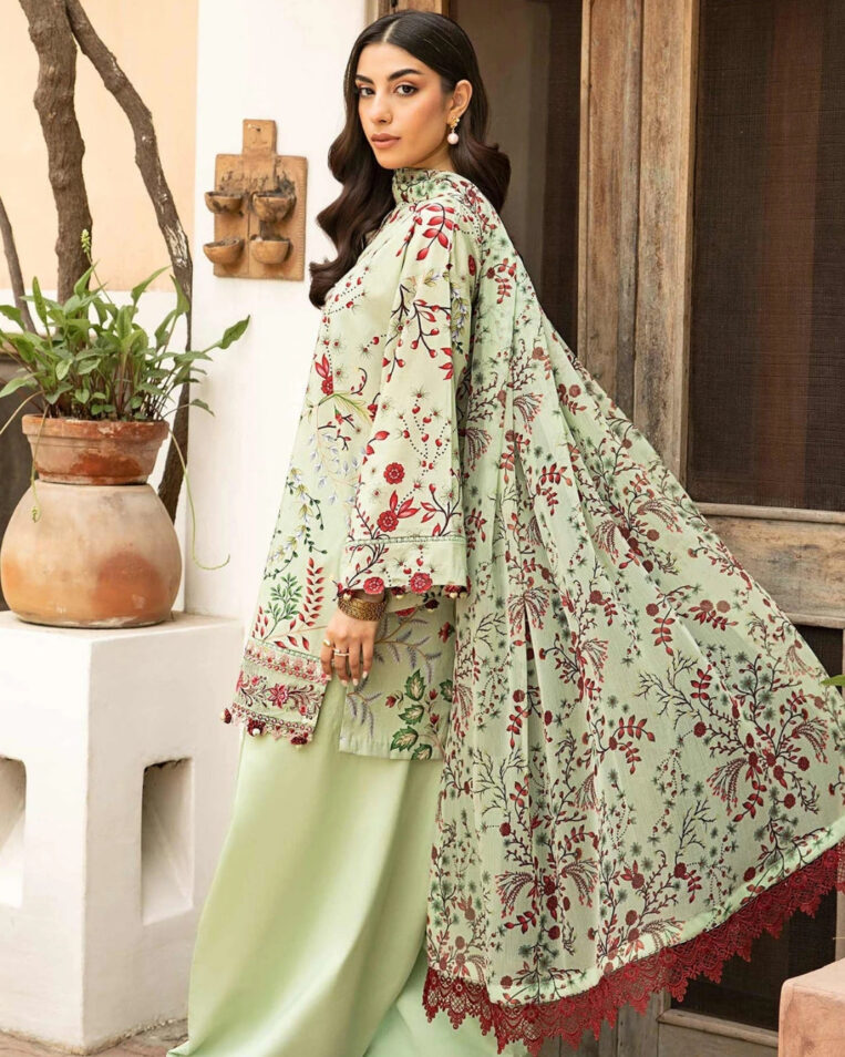 3 Piece Stitched Embroidered Lawn Suit From Maria.B By M.Basics Eid Collection'25-07 - Image 3