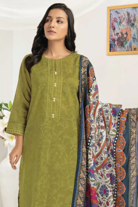 3 Piece Stitched Suit By Limelight - OLIVE GREEN