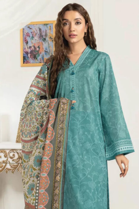 3 Piece Stitched Suit By Limelight - TURQUOISE