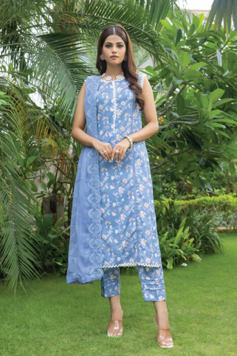 Identic Seperates Chiffon 3 Piece Stitched Suit - 10
