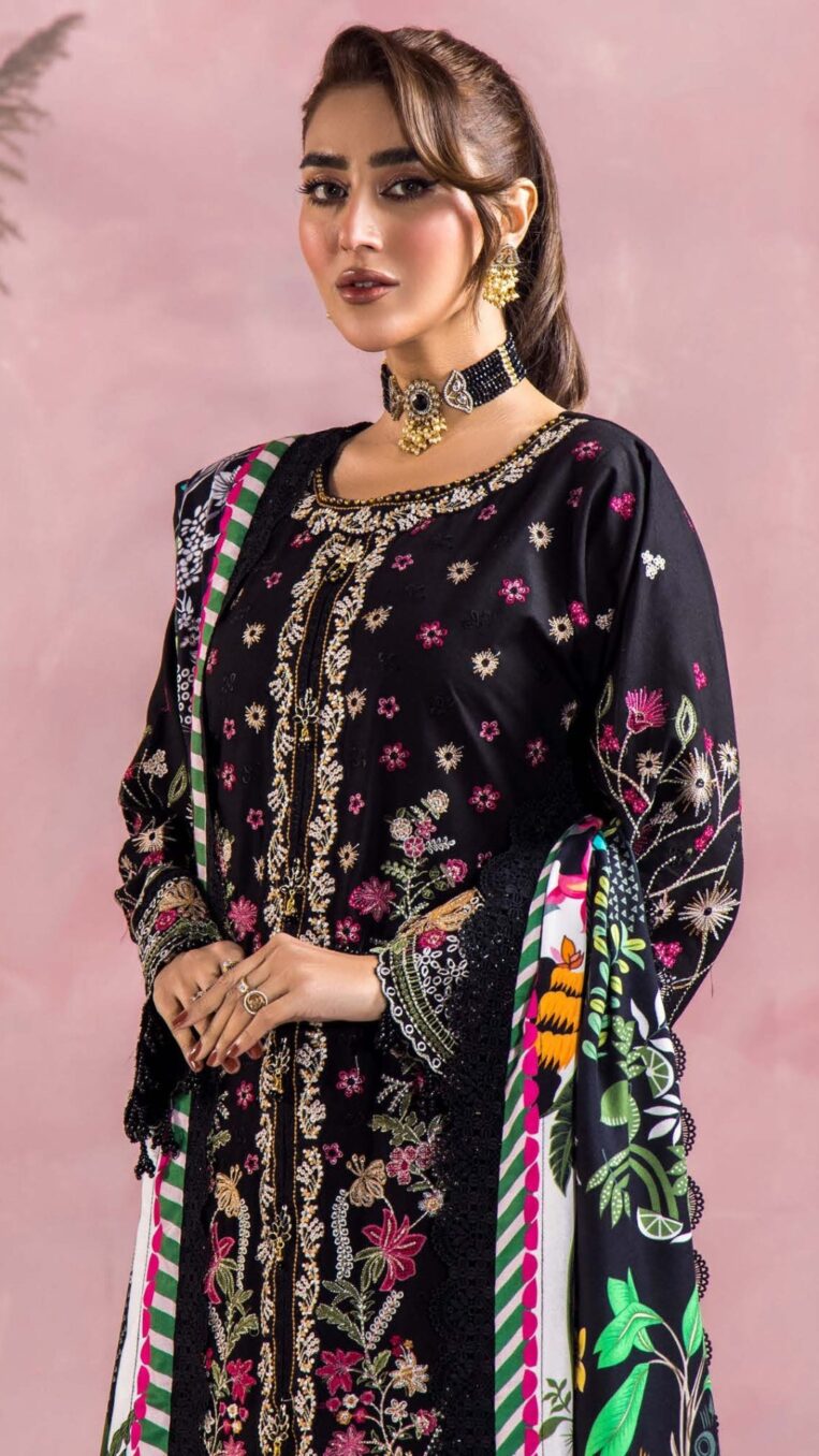 3 Piece Stitched Luxury Winter Embroidered Collection Vol.2 By Eshaisha - 08 - Image 3