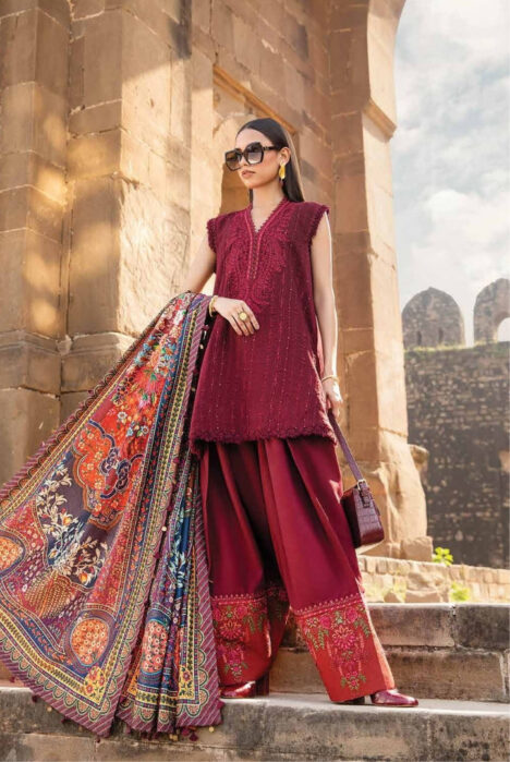 3 Piece Stitched Printed Linen Suit From Maria.B M.Prints Winter Edition'24 - 08