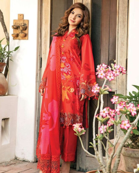 3 Piece Stitched Embroidered Lawn Suit From Maria.B By M.Basics Eid Collection'25-08