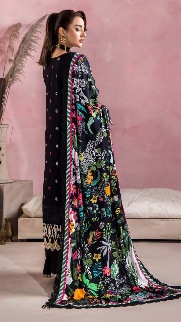 3 Piece Stitched Luxury Winter Embroidered Collection Vol.2 By Eshaisha - 08 - Image 2