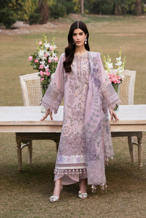 3 Piece Stitched Embroidered Lawn Suit From Baroque Eid Lawn'25 Collection - 08