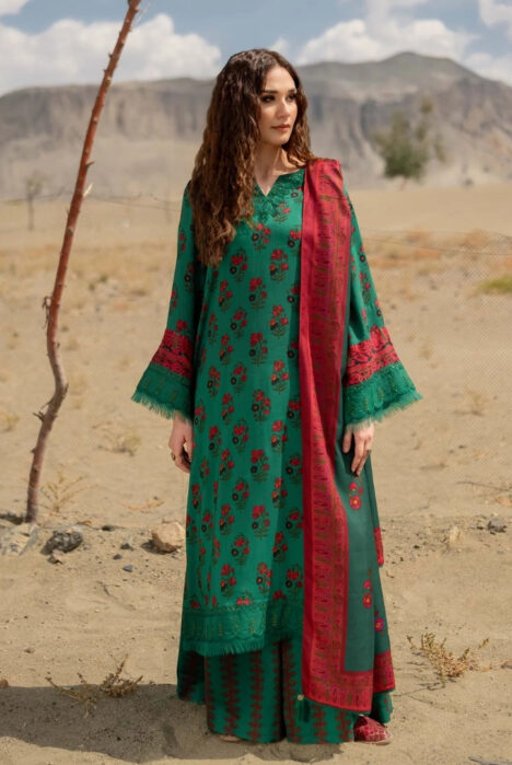 3 Piece Stitched Printed Linen Suit From M.Basics By Maria.B Collection - 09