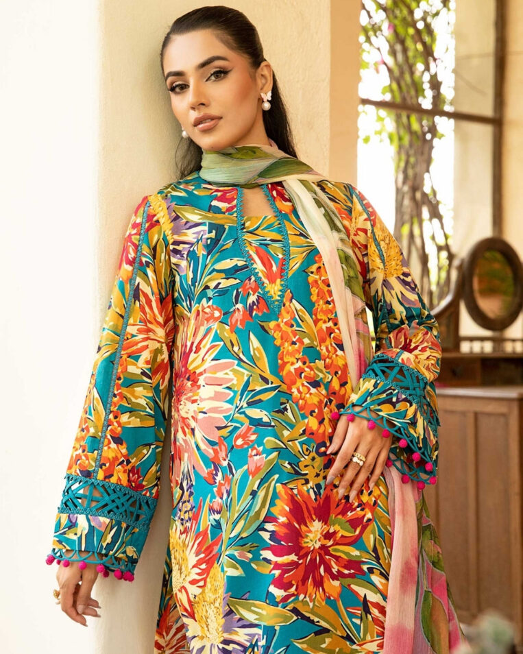 3 Piece Stitched Embroidered Lawn Suit From Maria.B By M.Basics Eid Collection'25-09 - Image 2