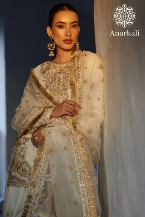 Liliana Luxury Lawn 24 Mirhana Faiza Saqlain 3 piece Stitched Suit ( off White)