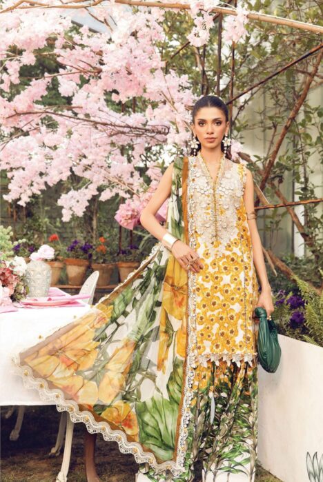 3 Piece Stitched Embroidered Lawn Suit From Maria.B By M.Prints Eid Edit Collection'25 - 09