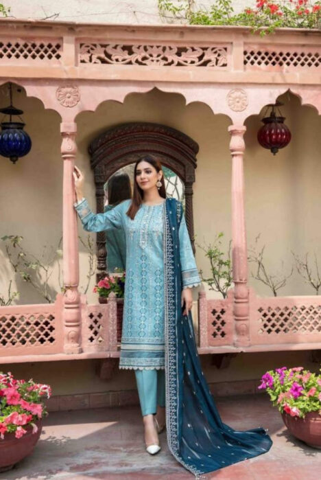 3 Piece Stitched Embroidered Jacquard Lawn Suit From Tawakkal Tradition of Love - 09