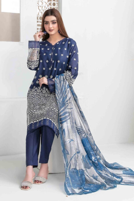 Eyana By Tawakkal Pret 3 Piece Stitched Schiffli Embroidered Lawn Suit - 03