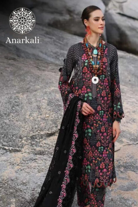 Charizma Printed Lawn with  Embroidered Chiffon  Dupatta 3piece Stitched Suit - 03