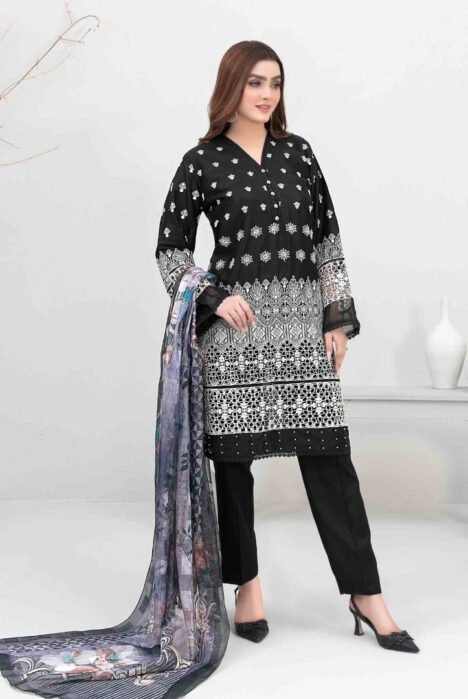 Eyana By Tawakkal Pret 3 Piece Stitched Schiffli Embroidered Lawn Suit - 06