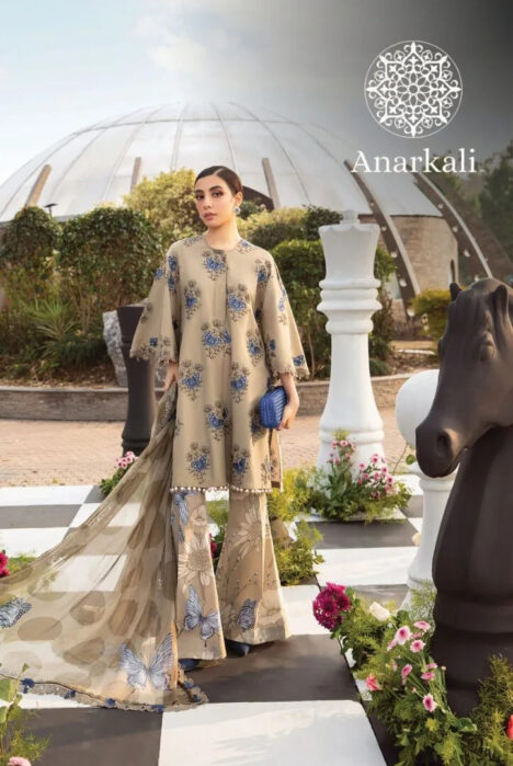 Maria.B M.Prints 3Piece Stitched Spring Summer 2024 Collection (Beige & Blue)